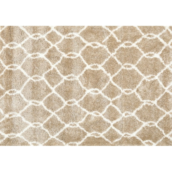 Ahgly Company Indoor Rectangle Contemporary Wheat Beige Trellis Area Rugs, 2' x 4'
