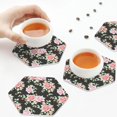 thumbnail image 3 of KLL Drink Coasters Set Hexagon of 4,PU Leather Absorbent Coasters Set Decorative Coffee Cup Coasters Housewarming Gift for Home Decor-Rose Flowers, 3 of 5