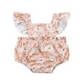 thumbnail image 1 of MesaSe Summer Baby Girls Romper Shell Print Ruffle Flying Sleeve Back Bandage Snap Crotch Bodysuit Pink Shell 6-12 Months, 1 of 8