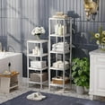 thumbnail image 4 of YN Bathroom Storage Shelf, 4-Tier Bamboo Rack Organizer, Multifunctional Shelving Unit for Living Room Bedroom Kitchen (White), 4 of 8