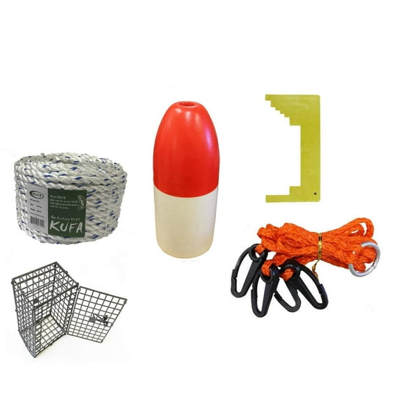 Crab Trap accessory kit, Crab trap rope,bait bag,Caliper,Harness,red white float.