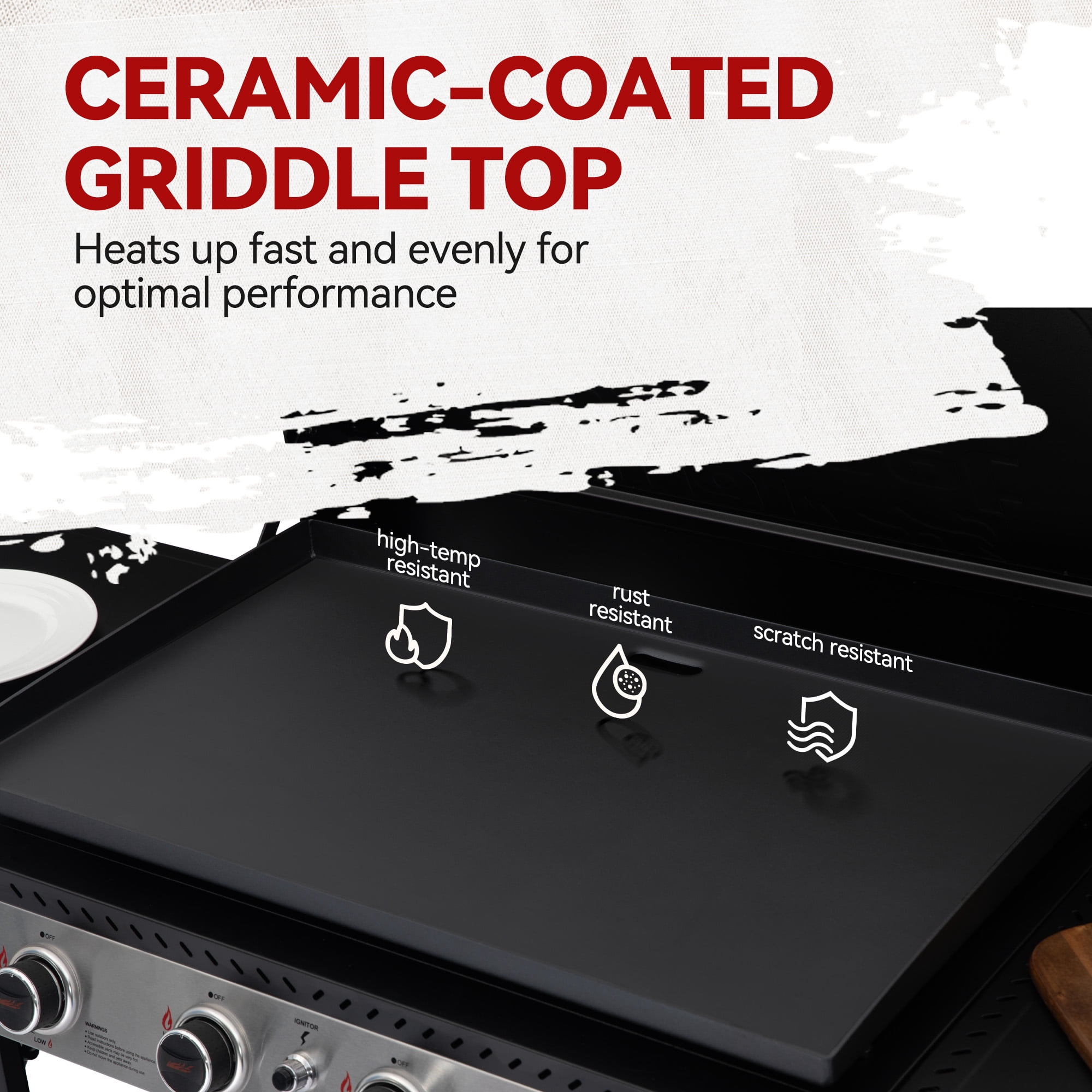 Royal Gourmet GB4007P 34-Inch 4-Burner Propane Gas Griddle with Hood, Griddle with Collapsible Side Shelves and Front Basket