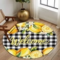 thumbnail image 2 of Round Area Rug 8 Ft, Yellow Lemons Washable Non-Slip Circle Carpet for Living Room/Bedroom, Summer Fruits Leaves Botanical Buffalo Plaid Collection Low-Profile Large Area Rugs for Indoor, 2 of 8
