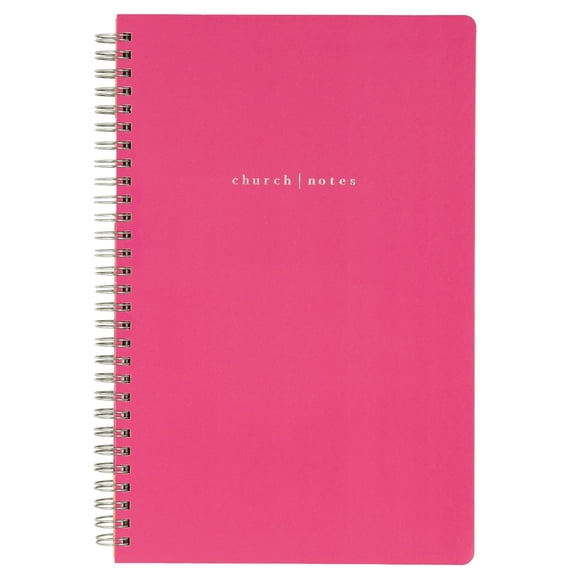 Cuaderno de notas de iglesia rosa intenso espiral de 150 páginas