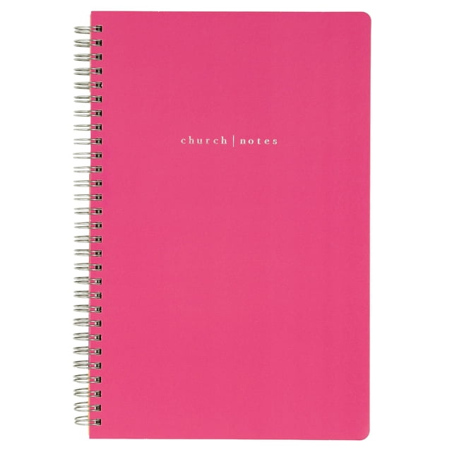 Cuaderno de notas de iglesia rosa intenso espiral de 150 páginas