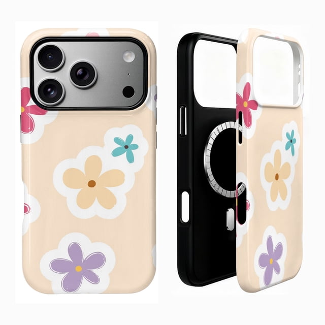 SKLYDDI Étui Mignon Rose à Motif Floral pour iPhone 14 Pro Max, Compatible MagSafe