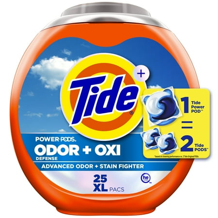 Tide Power Pods Odor Defense + Oxi Laundry Detergent Pacs, Original Scent, 25 Count
