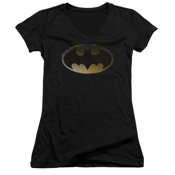 Batman Halftone Bat Junior Women's T-Shirt V-Neck Black