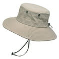thumbnail image 1 of Summer Men Bucket Hat Solid Color Anti Sun Wide Brim Adjustable Fisherman Cap for Fishing, 1 of 10