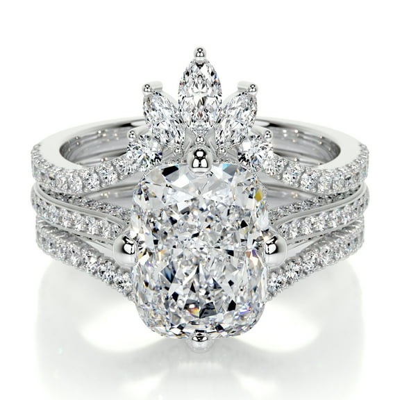 Edge Jewel 2.3 Ct Radiant Cut Bridal Engagement Gorgeous Ring – Moissanite in 14K White Gold Plated – Wedding Gift for Anniversaries