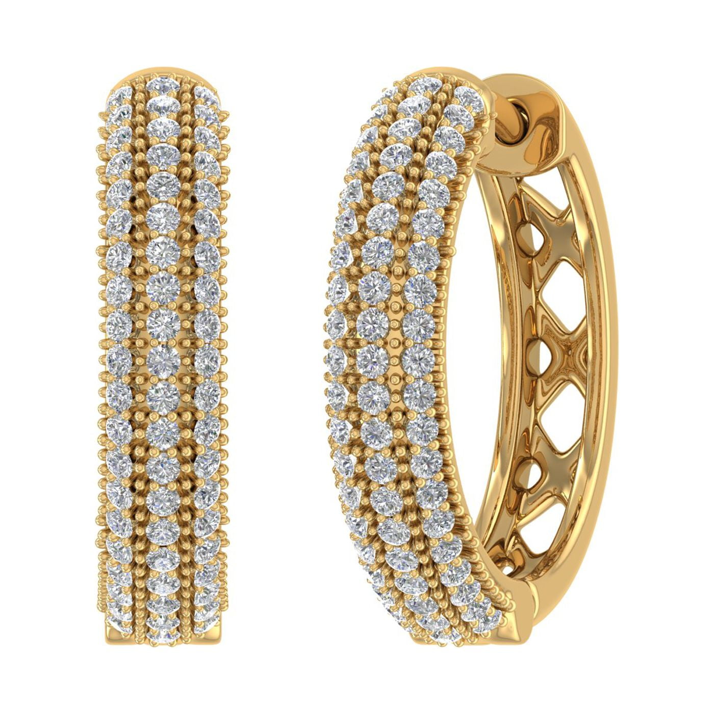 1/2 Carat Diamond Hoop Earrings in 10K Yellow Gold