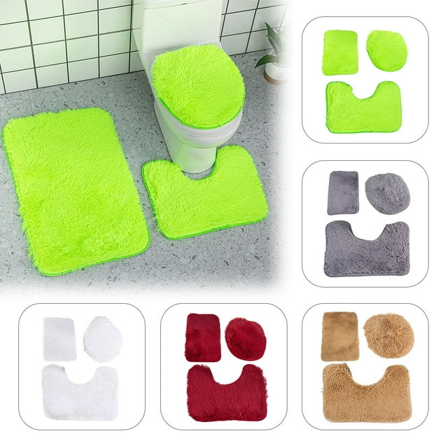 Non-Slip Bathroom Rug Set - 3 Piece Super Soft & Absorbent Bath Mat for Shower, Tub, and Sink