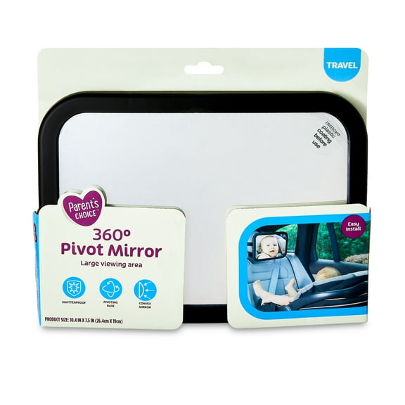 Parent's Choice 360 Pivot Mirror for Baby/Infant in the Car, Easy Installation, Adjustable, Black