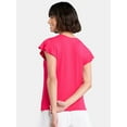 thumbnail image 3 of Time and Tru Women's Twist Front Top with Flutter Sleeves, Sizes XS-XXXL, 3 of 5