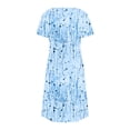 thumbnail image 6 of gljltg Summer Fashion Dress for Women Summer Short Sleeved Crewneck Tee Shirt Dress Casual Floral Print Beach Party Dress with Pockets, 6 of 8
