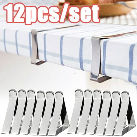 

LINASHI 12Pcs Tablecloth Clips Stainless Steel Picnic Table Cover Clamps for Kitchen Dining Party Outdoor Wedding and Picnics Table Cloth Holder