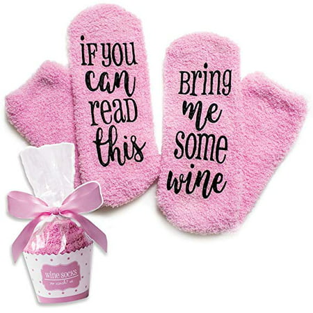 Luxury Wine Socks with Cupcake Gift Packaging: Christmas Gifts with If You Can Read This Socks Bring Me Some Wine Phrase - Funny Accessory for Her, Present for Wife, Gifts for Women Under 25