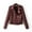 Wine, variant on DondPO Leather Jacket Women Short Lapel Jacket Ladies Tops Motor Punk Coat Biker Cropped Women Zip Women's Coat Leather Blazer Women Black Leather Jacket Black L