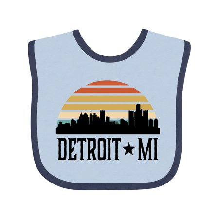 

Inktastic Detroit Michigan Skyline Retro Gift Baby Boy or Baby Girl Bib