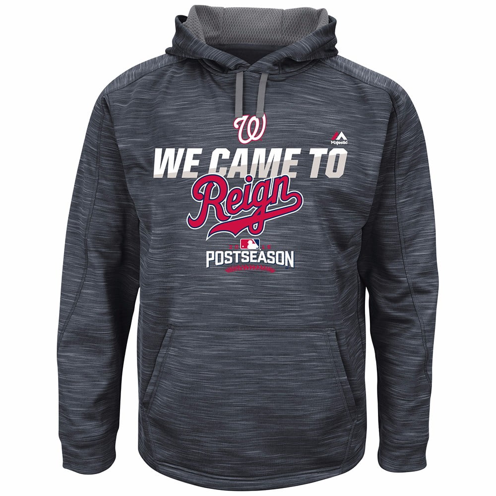 Washington Nationals MLB Majestic Men's Grey On-Field Therma Base "We Came To Reign" Hoodie by MAJESTIC LSG