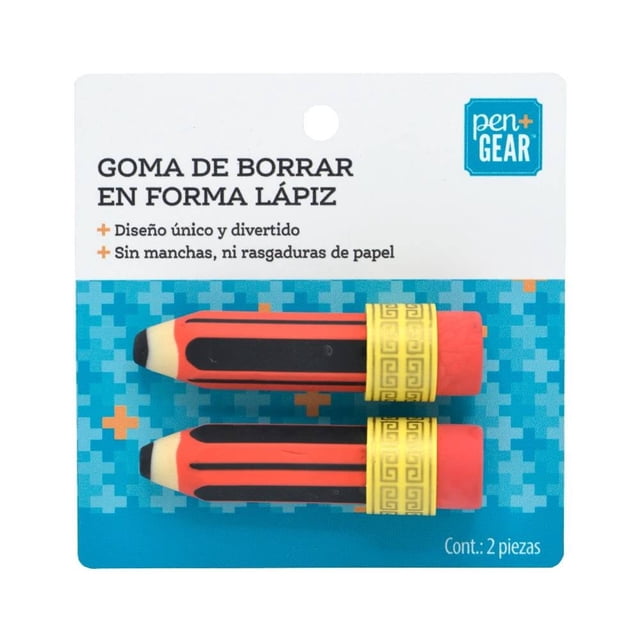 Goma de borrar Pen + Gear Forma de lápiz 2 piezas varios colores