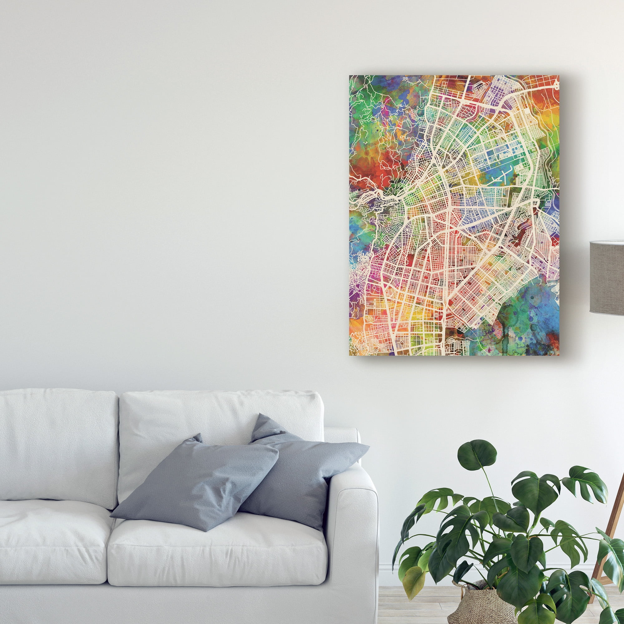 Trademark Fine Art 'Cali Colombia City Map' Canvas Art by Michael Tompsett