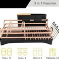 thumbnail image 2 of Aluminum Dish Drying Rack, Dish Racks for Kitchen Counter, Dish Drainer with Removable Cutlery Holder & Cup Holder, Unique 360° el Spout Drainboard, 16.5" L x 11.8" W, Golden, 2 of 6