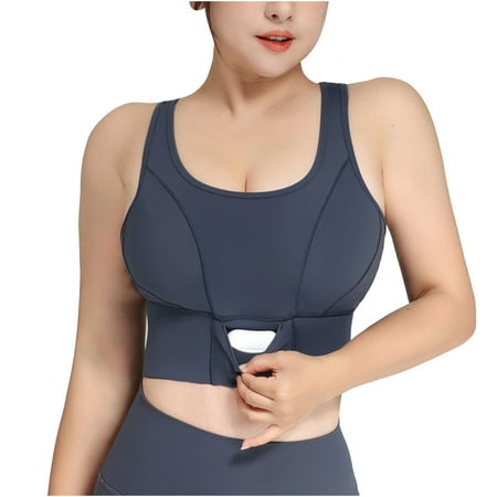 Plus Size Bras Women Bagged Sports Underwear High Waist Push up Thin Yoga Bra Hollowed Out Bralettes Bra V-Neck Padded Bra Feature Hook and Eye Closure Nursing Bra Style Y-563   Navy 5XL