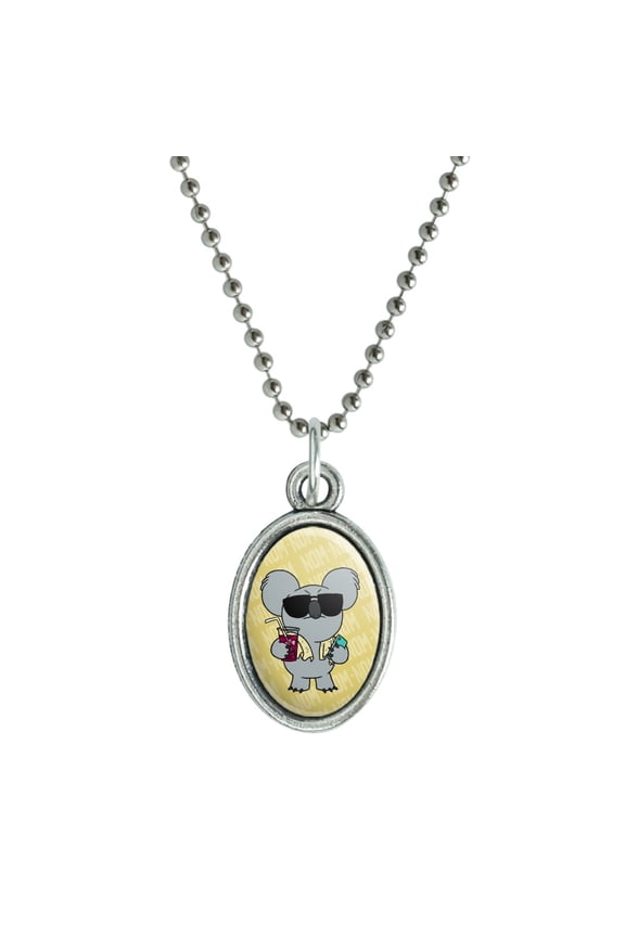 We Bare Bears Nom Nom Antiqued Oval Charm Pendant with Chain