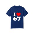 thumbnail image 3 of I Love 67 Heart Print Casual Tee For Men Women Birthday Gift Party Wear S OdeJous Cotton Dark Blue, 3 of 5
