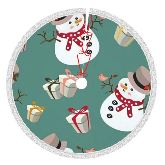 Faldas para árbol de Navidad con forma de muñeco de nieve de 48 pulgadas, tapete para árbol de Navidad para fiestas de invierno, falda para árbol de Navidad para decoraciones navideñas rústicas