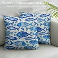 thumbnail image 3 of Nawypu  Blue Pillow Cushion Cover Pack of , Fish Sea Animal with Ottoman Ornate Mosaic Hand Drawn Style Marine Artwork, Decorative Square Accent Pillow Case,, 3 of 5