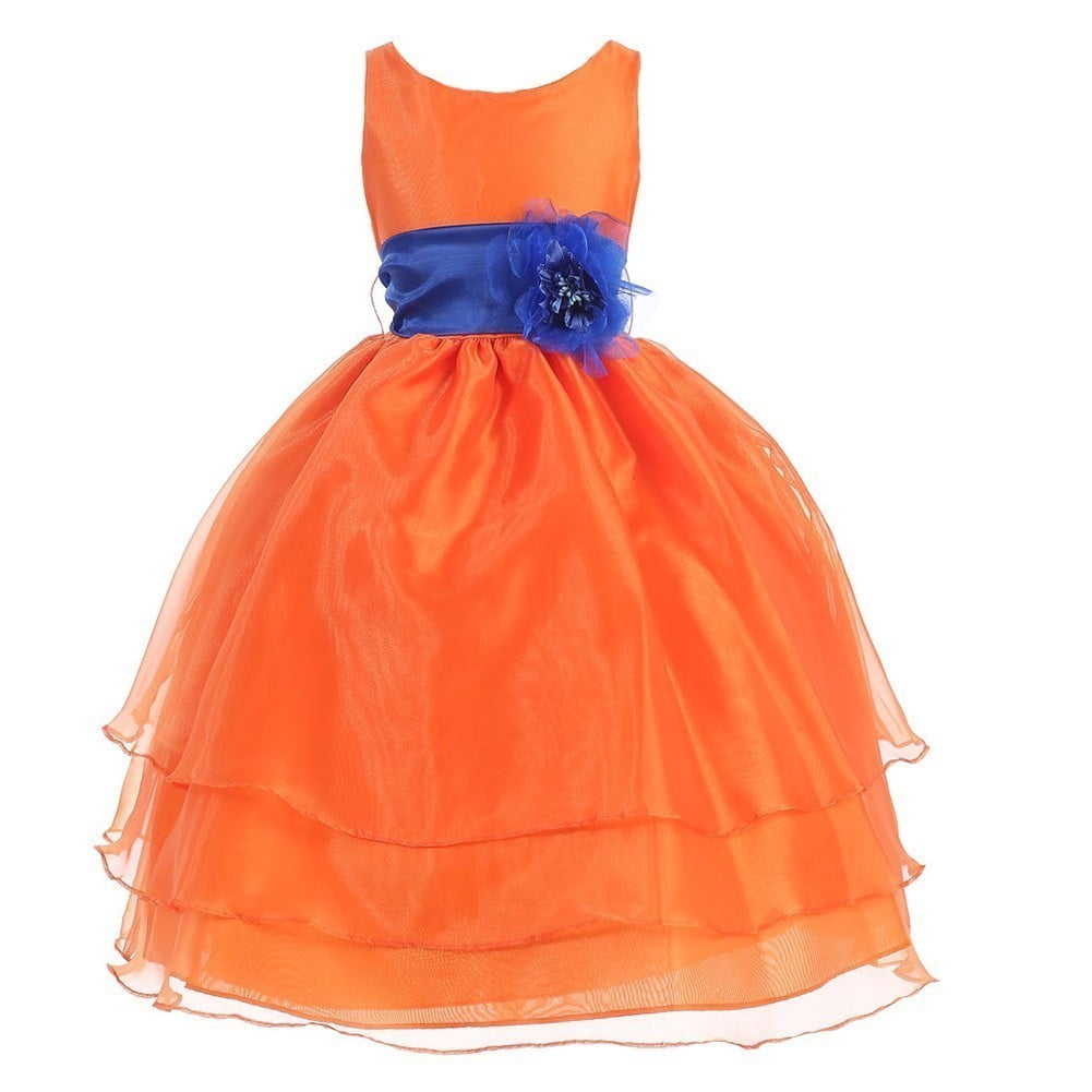 orange flower girl dresses