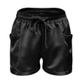 thumbnail image 5 of FAOWME Womens Casual Shorts Flat Front Drawstring Elastic Waist Solid Color Comfortable Lightweight Shorts With Pockets For Everyday Wear,Dark Gray,S, 5 of 5