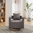 thumbnail image 3 of Swivel Barrel Accent Chair,29.1" W Modern Round Linen Arm Chair with Weathered Base,Upholstered Comfy 360 Degree Swivel Single Circle Club Chair for Nursery Bedroom Living Room Hotel Office, 3 of 8