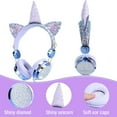 thumbnail image 2 of Unicorn Kids Headphones for Girls Children Toddler Teens, Cat Ear Wired Headphones w/Microphone 3.5mm Jack, Over On Ear Headset for School Birthday Gift, Christmas Unicorn Gift for Girls Kids TCJJ, 2 of 7