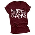thumbnail image 1 of RKSTN Hauts pour Femmes Saint-Valentin Cœur Lettre Imprimée Mode Blouse Confortable Hauts Tempérament Couleur Unie Col Rond Manches Courtes, 1 of 5