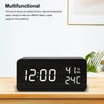 thumbnail image 3 of Reloj despertador LED Dormitorio digital Desktop Control de voz Relojes Decoración Dígito blanco Medidor de temperatura Termómetro de madera de bambú Vogacara HA047832-02B, 3 of 7