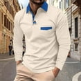 thumbnail image 2 of XIYON Long Sleeve Polo Shirts For Men Patchwork Lapel Shirt Casual Holiday Shirts Tops Classic Comfortable Golf Shirts For Men, 2 of 5