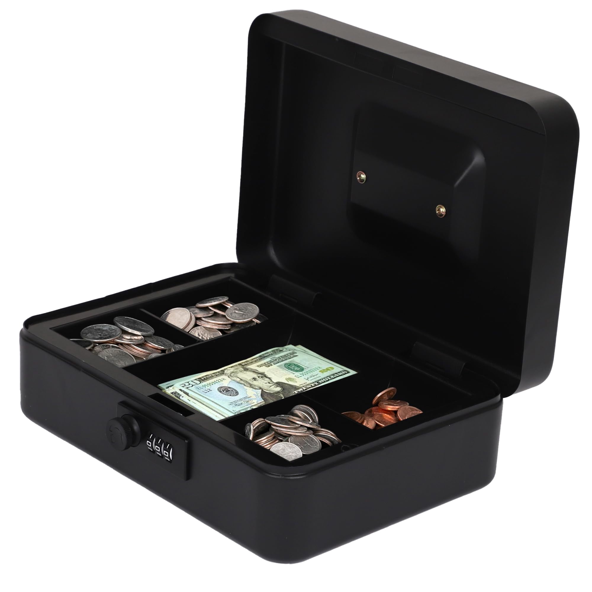 Darice Cash Box - Large Money Safe - Black Stainless Steel