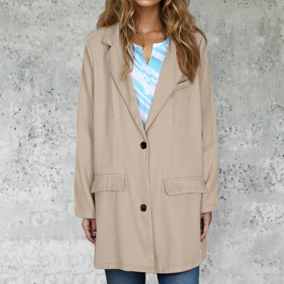 Cxenplz Plus Size Coat for Women Casual Long Trench Coats Fashion Blazer Jackets Long Sleeve Elegant Peacoat Winter Blazer Jacket Suit