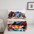 thumbnail image 3 of YST Ensemble de Literie Course de Chevaux Taille Complète pour Garçons Hommes, Ensemble de Couette Western Cowboy pour Adolescents, Ensemble de Lit Ferme Rustique, Ensemble de Courtepointe Riders Derby, Couette de Compétition Sportive, 3 Pcs, 3 of 5
