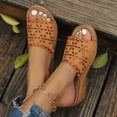 thumbnail image 5 of Dakaela Women's Platform Wedge Sandals Floral Hollow out Orthopedic Slip on Slides Casual Outdoor Walking Summer Beach Shoes Brown Size 6.5, 5 of 9