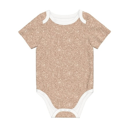 

Matuu Beige Sparkling Glitter for Baby Short-Sleeve Bodysuit Soft Cotton Comfortable and Breathable Perfect for Newborns and Infants