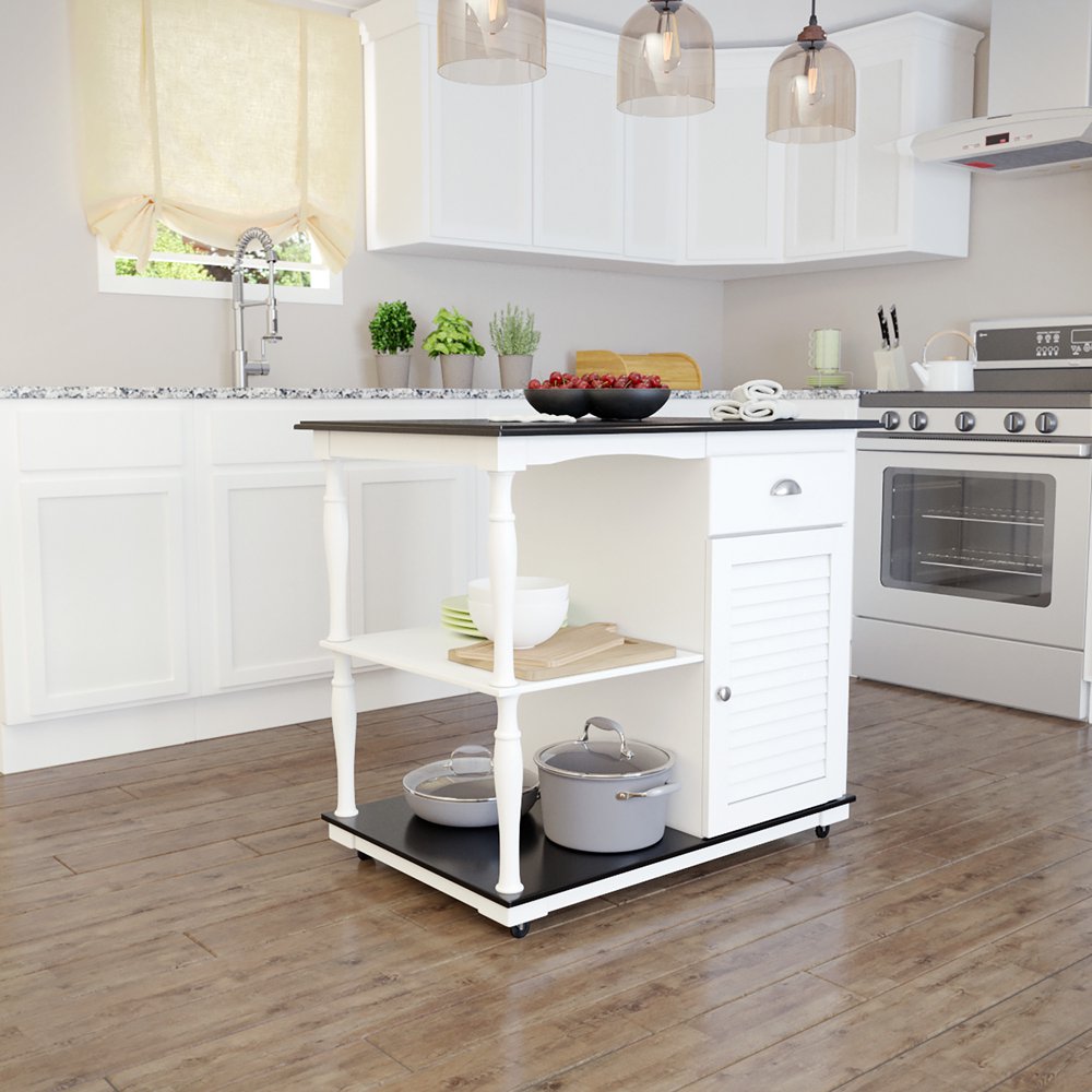 Muxie Rolling Kitchen Island with Storage