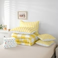 thumbnail image 6 of jejeloiu Modern Grid Bedding Comforter Set 7 Pieces,Abstract Geometric Geometric Full Bedding Set,Lightyellow White Fitted Sheet Flat Sheet,Breathable Bedroom Decor Reversible, 6 of 8