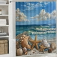 thumbnail image 4 of Beach Seashell Starfish 4 Piece Shower Curtain Sets, Non-Slip Rugs, Toilet Lid Cover And Bath Mat, for Bathroom Decor Set, 72" X 72", 4 of 7