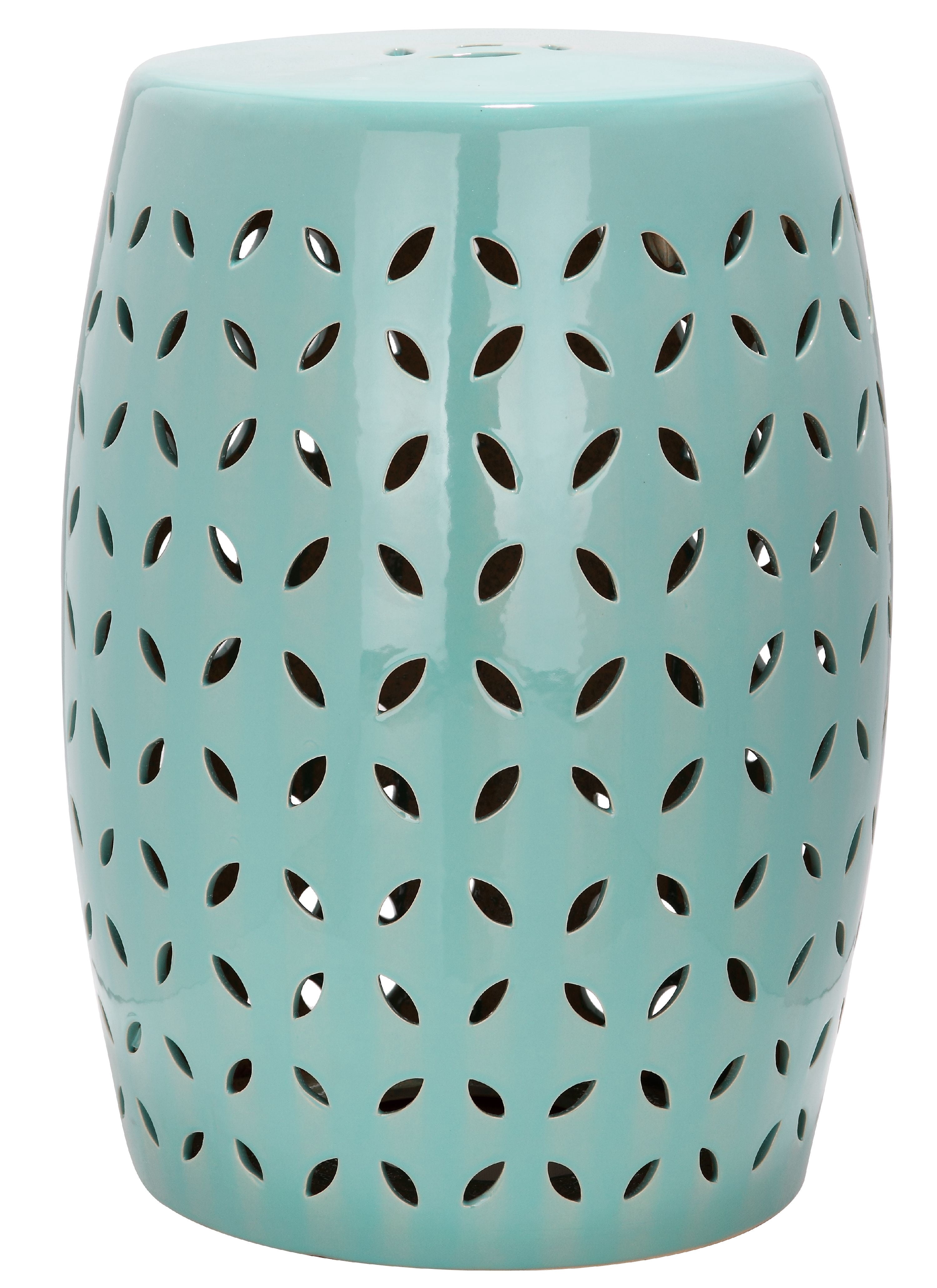 Safavieh ACS Stool Collection 18.50 in Contemporary Solid, Geometric Ceramic Garden Stool, Blue (1 Count)
