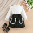 thumbnail image 2 of Mercatoo Toddler Little Girl Skirt Outfits Ruffle Sleeve Lace Tops Mini Plaids Skirt Girls 1 to 6 Year Autumn Clothes Set, 2 of 7