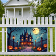 thumbnail image 6 of Haunted House Halloween Theme Spooky Decoration Jack-O-Lantern Design Bat Decoration Creepy Background for Halloween Party Kids Event Festive Decoration, 6 of 9
